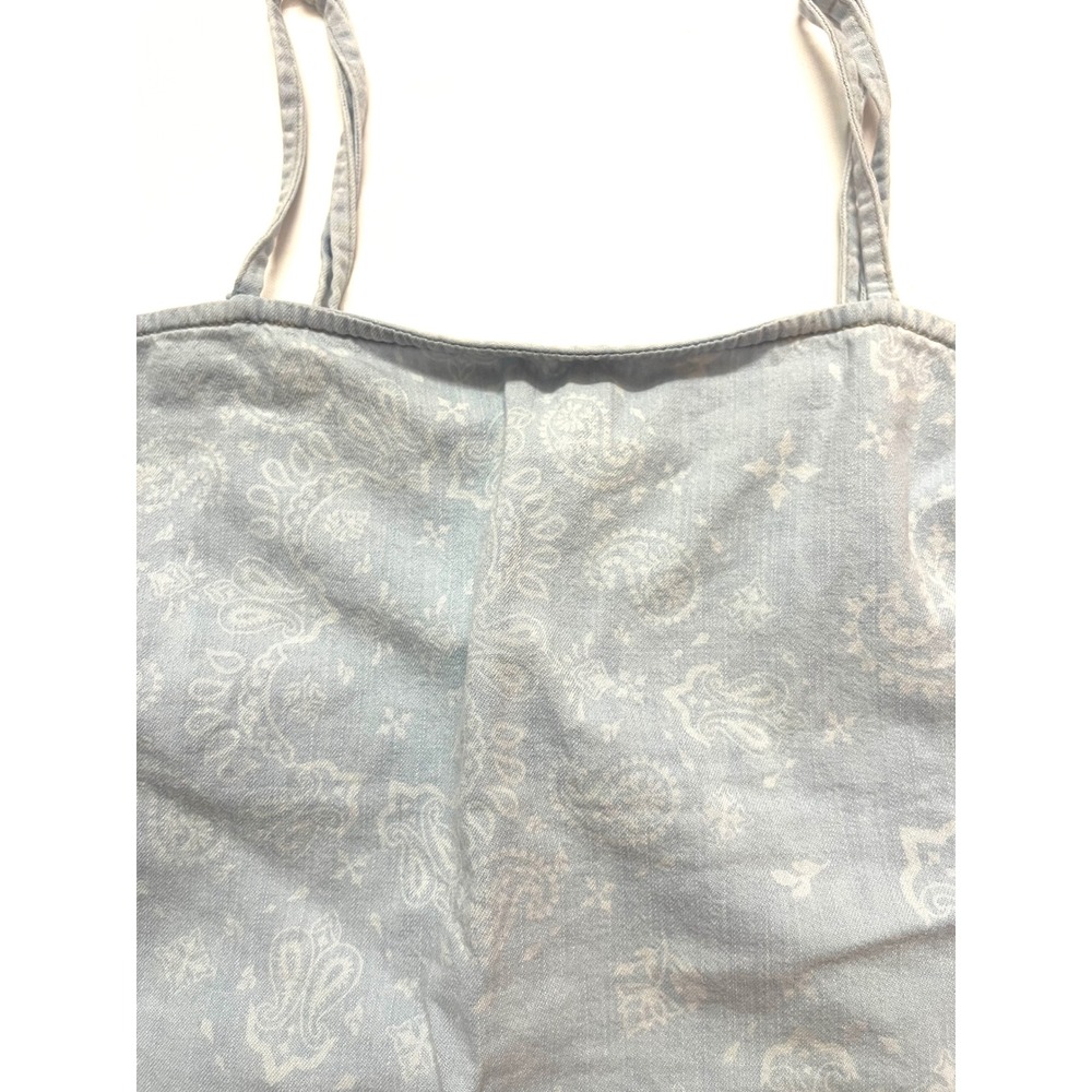 Wrangler Retro Paisley Bandana Print Handkerchief Hem Cami Top Light Blue Large - Picture 2 of 7